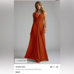 AZAZIE Paprika A-line V-neck Pleated Chiffon Dress Size 6